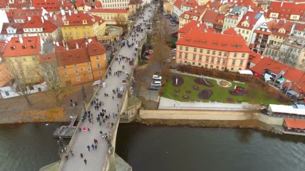 Luftaufnahme Der Karlsbrücke Prag — Stockvideo