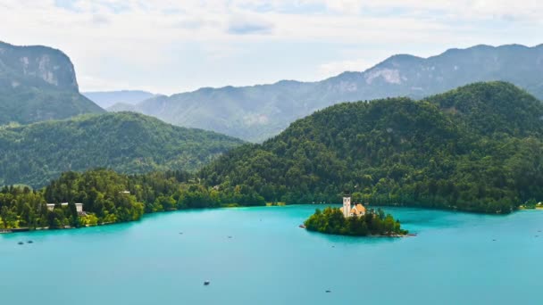 Vue Aérienne Lac Saigné Laps Temps Dans Journée Ensoleillée Été — Video