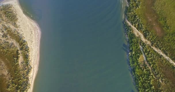 Vista Aérea Boca Rio Danúbio Fluindo Para Mar Negro Sfantu — Vídeo de Stock