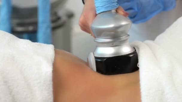 Young Attractive Woman Getting Cavitation Treatment Beauty Salon — Stock Video