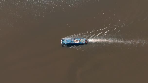 Perahu Sungai Tampilan Udara — Stok Video