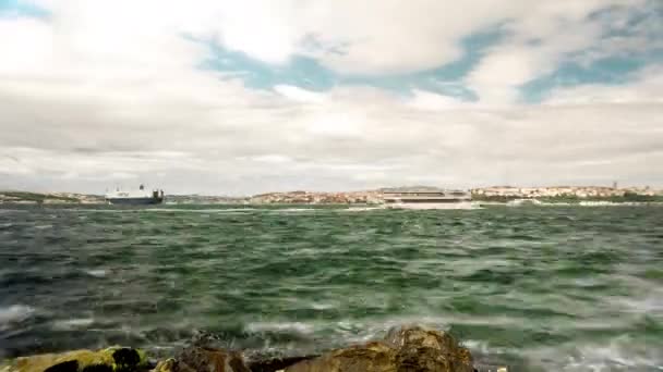 Istambul Turquia Vista Cidade Bósforo Com Barcos Ferry Videoclipe