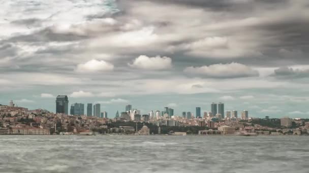 Blick Auf Den Bosporus Mit Fähren Istanbul Türkei Zeitraffer Video — Stockvideo