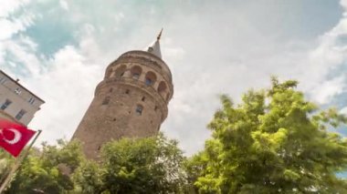 Galata Kulesi, Istanbul, Türkiye. Time Lapse 4k Video.