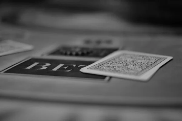 Dealer Casino Hands Out Cards Black White Photo — Stock Photo, Image