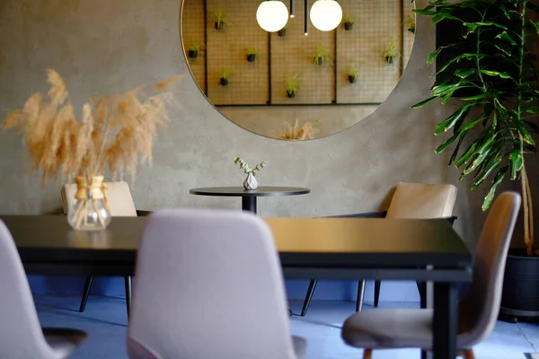 Interior Café Usando Madeira Metal Plantas Verdes — Fotografia de Stock
