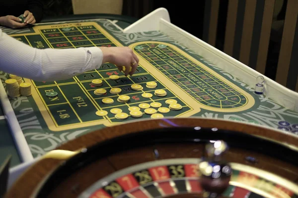 Gambling Roulette Casino Interior Big Winnings Luxury Roulette Table — Stock Photo, Image