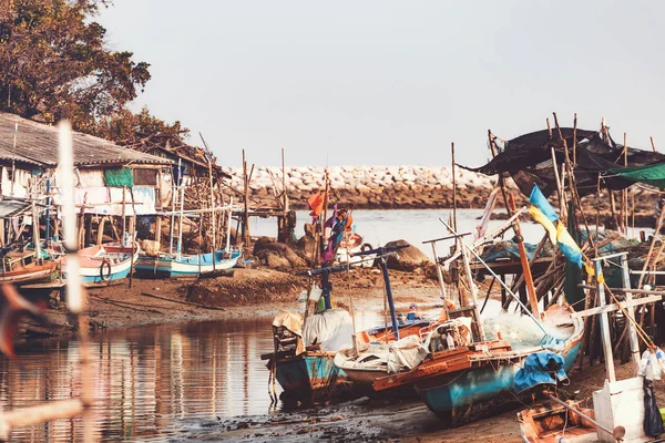 Bateaux Pêche Dans Chantier Naval Sur Mer Thaïlande — Photo