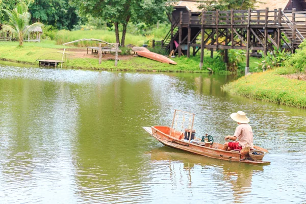 Old Style Traditional Thai Way Selling Food Small Boat River — Stock Photo, Image