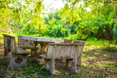 eski mermer masa ve ormanda kirli.