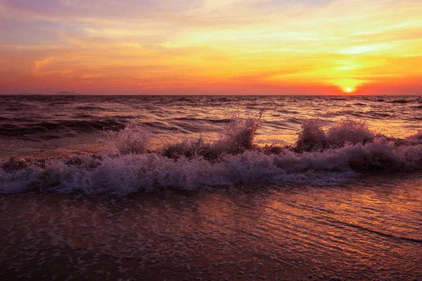 Fala Morska Zachodzie Czasu Jest Seascape Tle — Zdjęcie stockowe