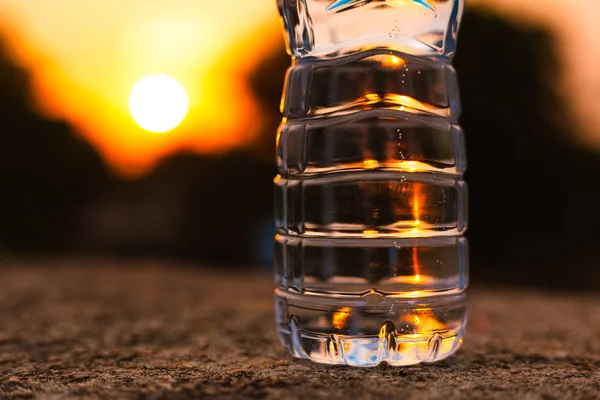 Pure Water Bottle Ground Sunset — Stock Photo, Image