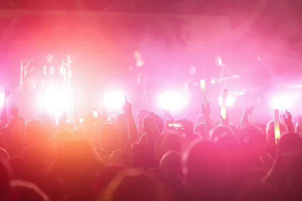 Multidão Com Mãos Levantadas Festival Concerto — Fotografia de Stock