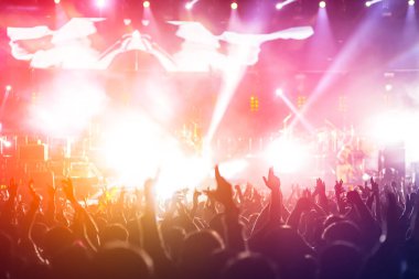 Konser festivalinde elini kaldıran kalabalık