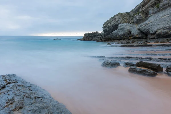 Bella Lunga Esposizione Una Spiaggia Spagna — Foto Stock