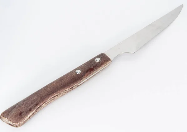 Nóż z drewnianym uchwytem — Zdjęcie stockowe