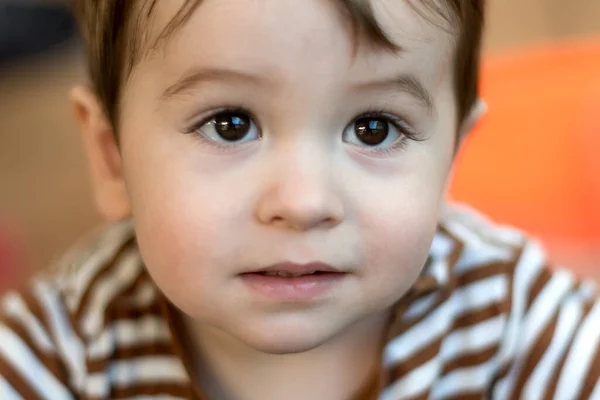 Starren Auf Einen Sehr Hübschen Eineinhalbjährigen Jungen — Stockfoto