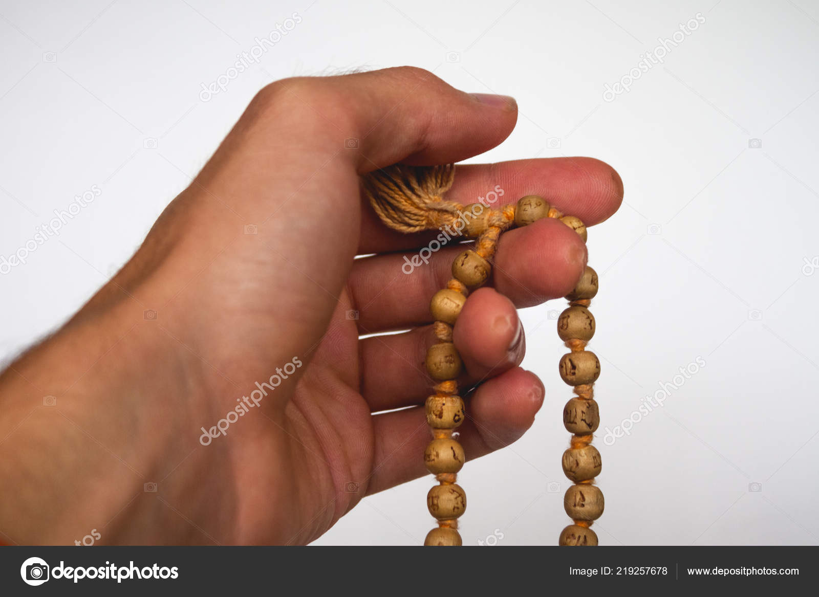 Hand Meditation Japa Mala Tulsi Wooden Beads — Stock Photo