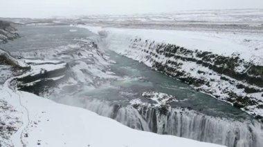 Kışın Gullfoss Şelalesi, İzlanda