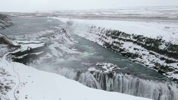 Wodospad Gullfoss zimą, Islandia — Wideo stockowe