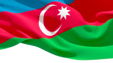 Azerbaycan Cumhuriyeti milli bayrak sallıyor. 3d illüstrasyon