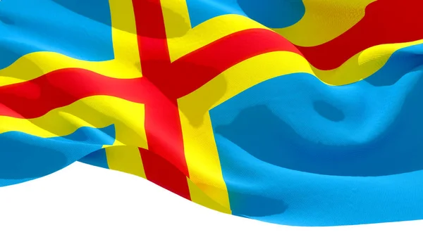 Åland viftande flagga. 3D-illustration — Stockfoto