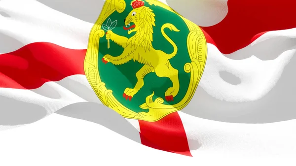 Alderney ondeando bandera nacional. Ilustración 3D — Foto de Stock
