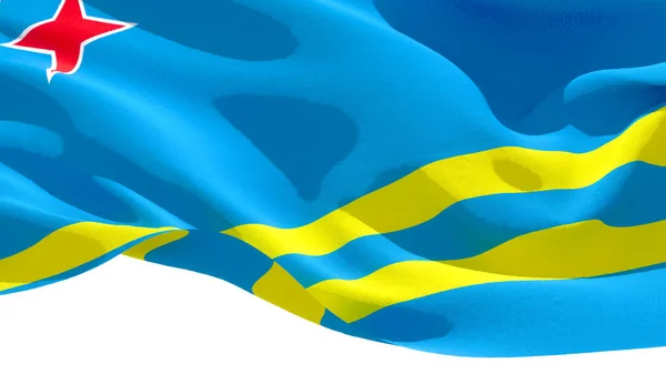 Aruba schwenkt die Nationalflagge. 3D-Illustration — Stockfoto