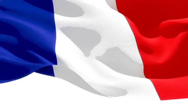 Franse Republiek zwaaiende nationale vlag. 3D-illustratie — Stockfoto
