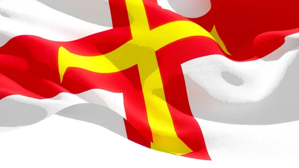 Guernsey schwenkt die Nationalflagge. 3D-Illustration — Stockfoto