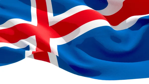 Island mává národní vlajkou. 3D ilustrace — Stock fotografie