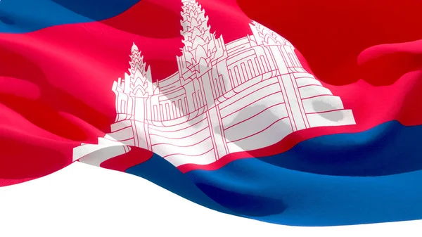 Kungariket Kambodja viftande nationella flaggan. 3D-illustration — Stockfoto