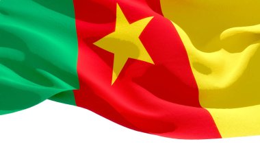 Kamerun Cumhuriyeti ulusal bayrağı sallıyor. 3d illüstrasyon