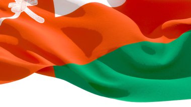 Umman Sultanlığı ulusal bayrak sallıyor. 3d illüstrasyon