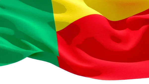 A Benin Köztársaság nemzeti zászlója. 3D-illusztráció — Stock Fotó