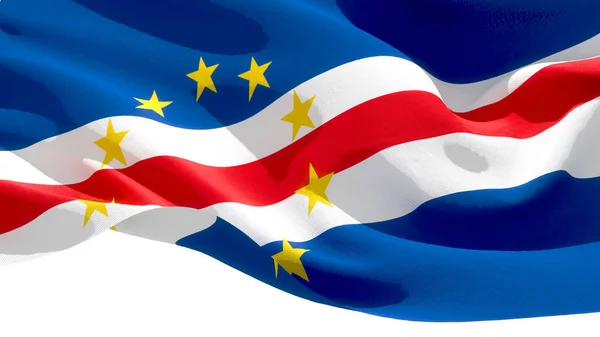 Národní vlajka mávající republiku Cabo Verde. 3D ilustrace — Stock fotografie