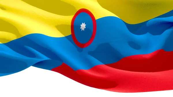 哥伦比亚共和国挥舞着国旗。3d 插图 — 图库照片
