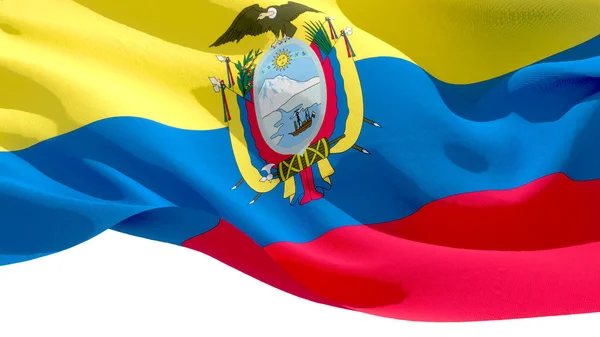 Republic of Ecuador waving national flag. 3D illustration — Stock Photo, Image