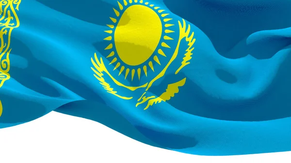 Republiken Kazakstan vinka nationella flaggan. 3D-illustration — Stockfoto