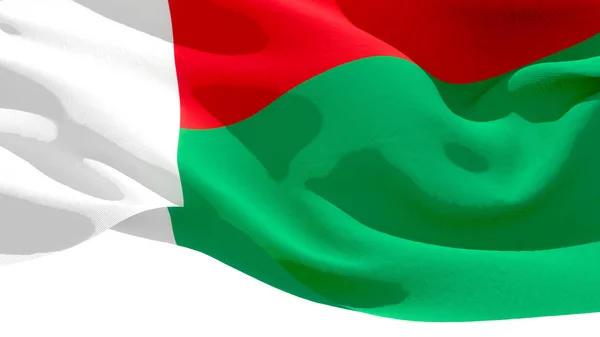 Republik Madagaskar, die die Nationalflagge schwenkt. 3D-Illustration — Stockfoto