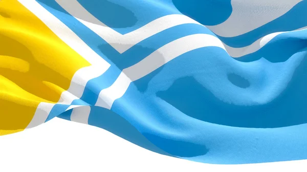 Republika Tuva mával národní vlajkou. 3D ilustrace — Stock fotografie