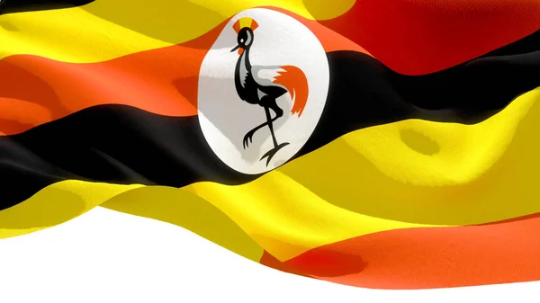 Az Ugandai Köztársaság a nemzeti zászló integetett. 3D-illusztráció — Stock Fotó