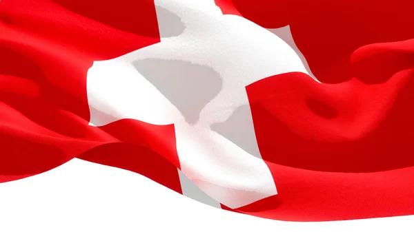 Swiss Confederation waving national flag. 3D illustration — Stock Photo, Image