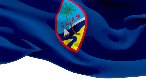 国旗を振るグアムの領土。3Dイラスト — ストック写真