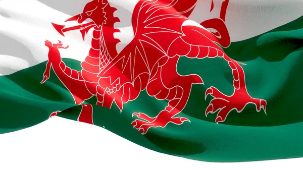Gales ondeando bandera nacional. Ilustración 3D — Foto de Stock