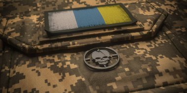 Kanarya Adaları ordu chevron amblemi ulusal bayrak. 3d illüstratör