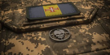 Madeira ordu chevron amblemi ulusal bayrak. 3d illüstrasyon