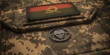Angola Cumhuriyeti ordu chevron amblemi ulusal bayrak. 3d illus