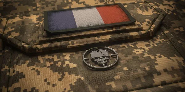 Государственный флаг Французской Республики шеврон. 3D иллюстрации — стоковое фото