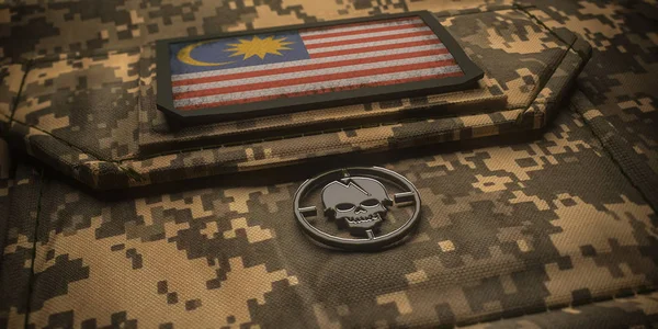 Η εθνική σημαία της Μαλαισίας έχει έμβλημα. εικονογράφηση 3D — Φωτογραφία Αρχείου